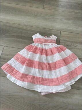 Helena Girls Pink‎ Striped Gauze Sleeveless Sundress Dress Size 6 Months